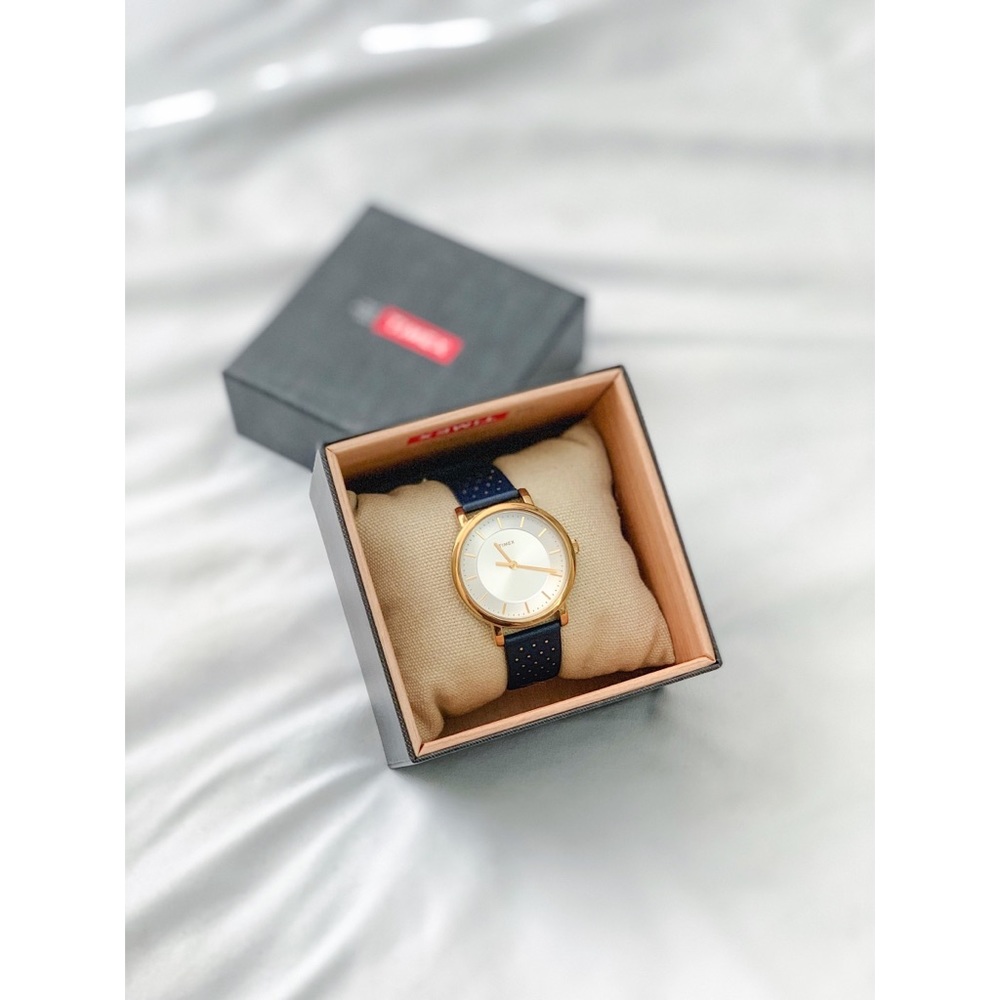 Leather Strap Women’s Watch (Navy Blue & Gold)